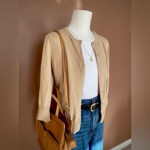 Beige Cotton Blend Cardigan